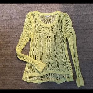 Billabong Crochet Open Knit Yellow Sheer Sweater L